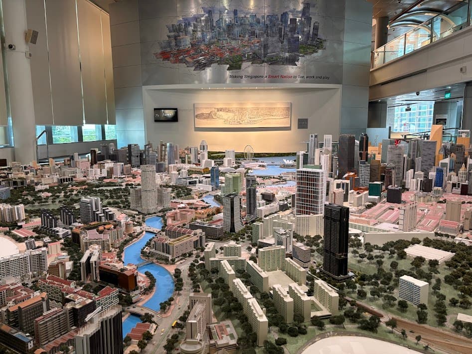 Singapore city scale model showing Singapore River and Marina Bay skyline at URA City Gallery